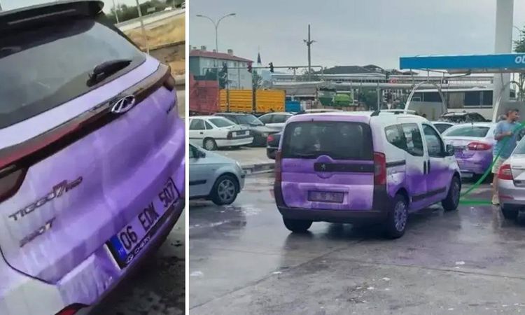 Son Gelişme: Afyonkarahisar'da bir garip yol: Kullanan araçlar mora boyandı - Haberleri: Gelişmeler Takip Edil