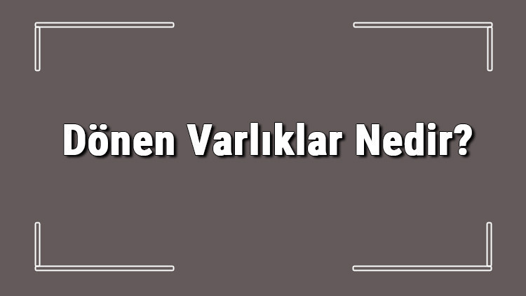Dönen Varlıklar Nedir? Dönen Varlıklar Nelerdir ve Son Gelişmeler - Son Dakika Bilgileri