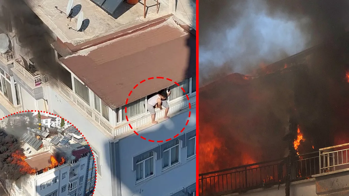 Kritik Açıklama: Antalya’da can pazarı! 5 katlı binanın terasını alevler sardı: 2 çocuk saniyelerle kurtuldu!