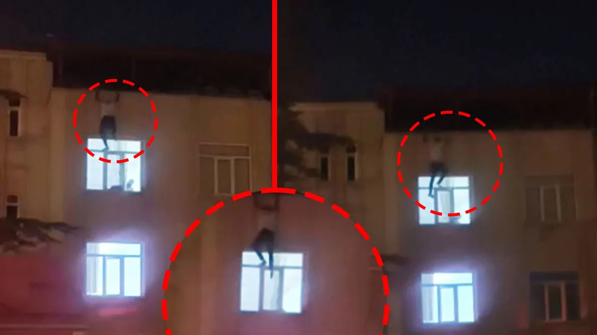 Son Gelişme: Çatıdan sarkarak eve girmeye çalışırken metrelerce yüksekten Gerileme Kaydetti! O anlar kameraya