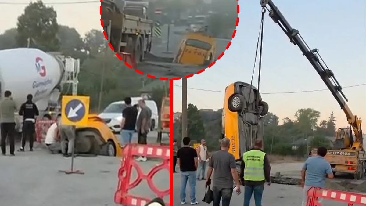 Sıcak Gündem: Arnavutköy’de korkunç kaza! Taksi İSKİ ekiplerinin açtığı çukura gerileme kaydetti: Sürücü tam 1