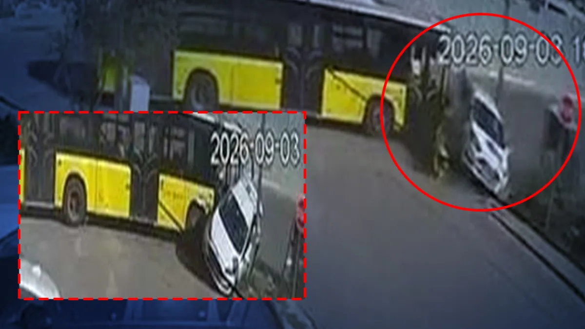 Kritik Açıklama: Sultanbeyli'de korkutan kaza! İETT otobüsü ile otomobilin kazası kamerada: 1'i bebek 3 yolcu