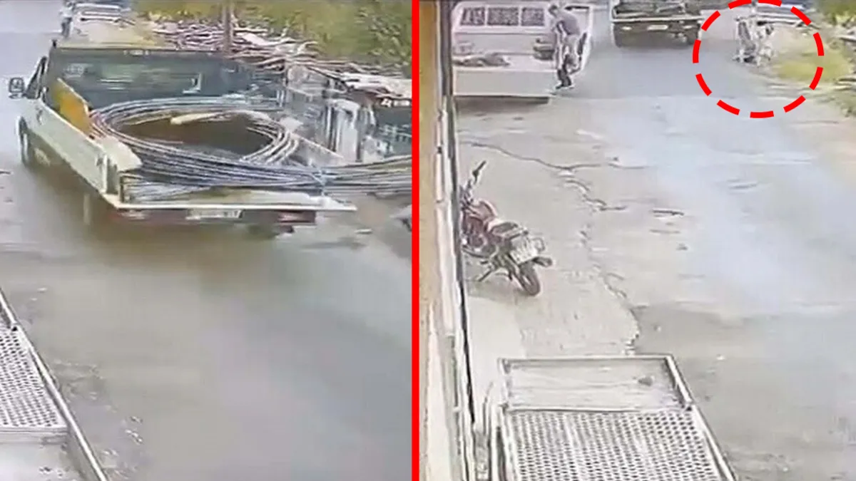 Aydın'da akılalmaz olay! Kamyondan sarkan demirler 12 yaşındaki çocuğa çarptı: O anlar kamerada