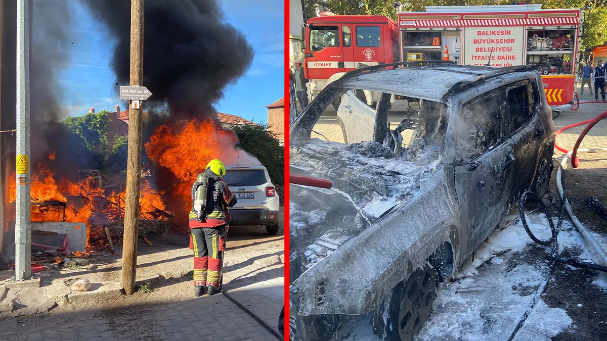 Gündemden Son Bilgiler: Balıkesir'de korkutan yangın! Araziyi saran alevler otomobile sıçradı ve Merak Edilenl