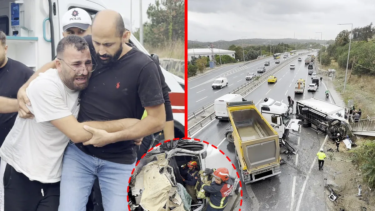 Kritik Açıklama: Arnavutköy’de feci kaza! Devrilen kamyona hafriyat kamyonu çarptı: Yaralılar var!: Gelişmeler