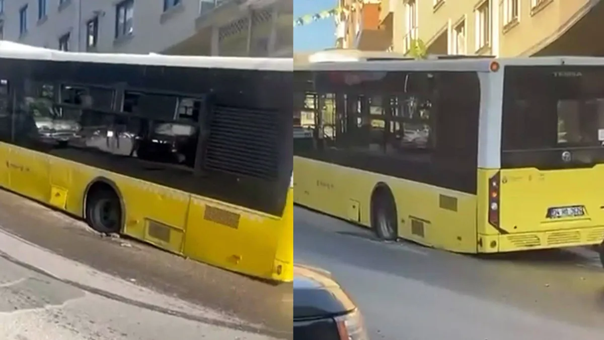 Maltepe'de İETT otobüsü çukura gerileme kaydetti