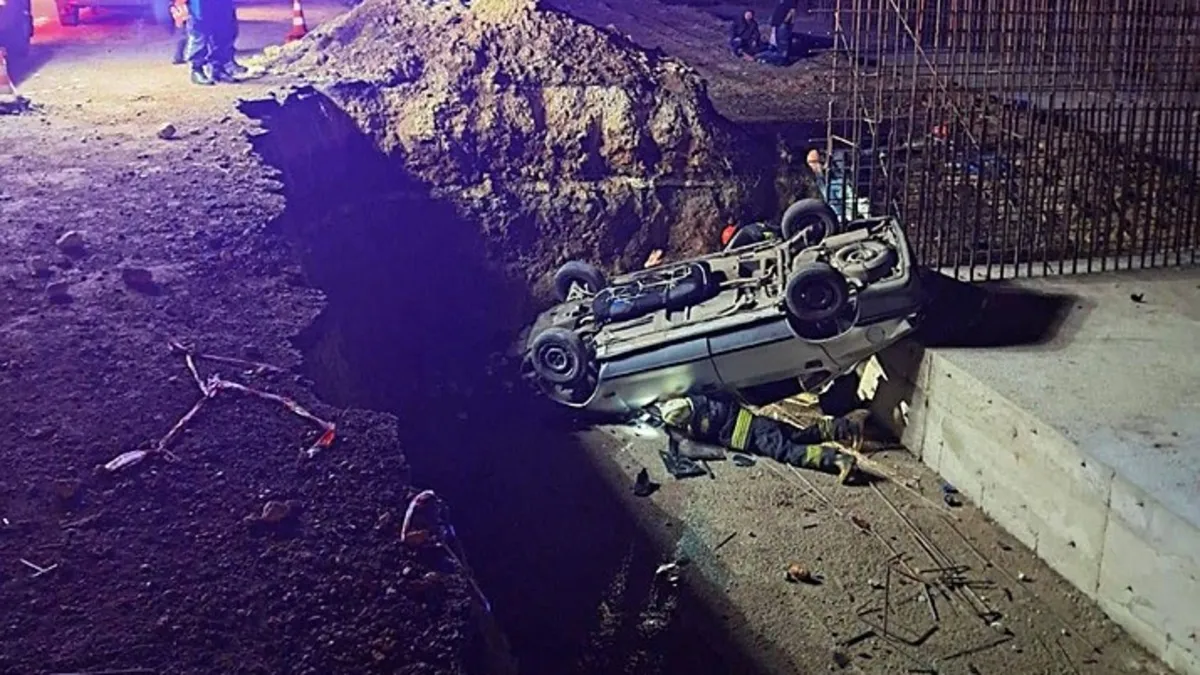 Gündemden Son Bilgiler: Otomobil yol çalışması için açılan çukura gerileme kaydetti: 1 ölü, 5 yaralı