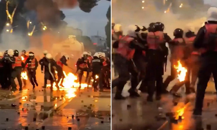 Arnavutluk'ta isyan büyüyor! Polis alevlerin içinde kaldı