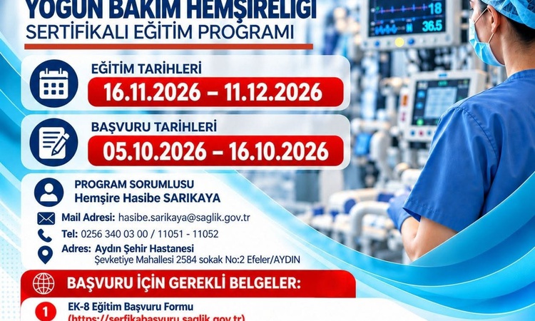Aydın Şehir Hastanesi yoğun bakım hemşireliği eğitimi için başvuru 5 Ekim'de başlıyor: Gelişmeler Takip Ediliy