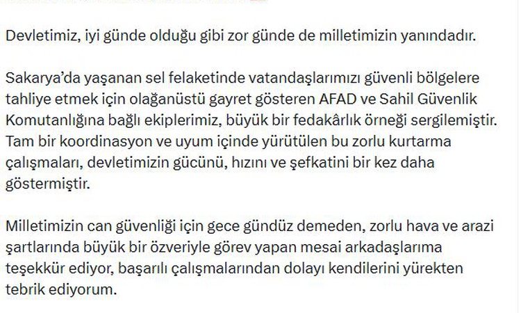 Ayrıntılar Netleşti: Bakan Çiftçi, Sakarya selinde AFAD ve Sahil Güvenlik ekiplerini tebrik etti ve Merak Edil
