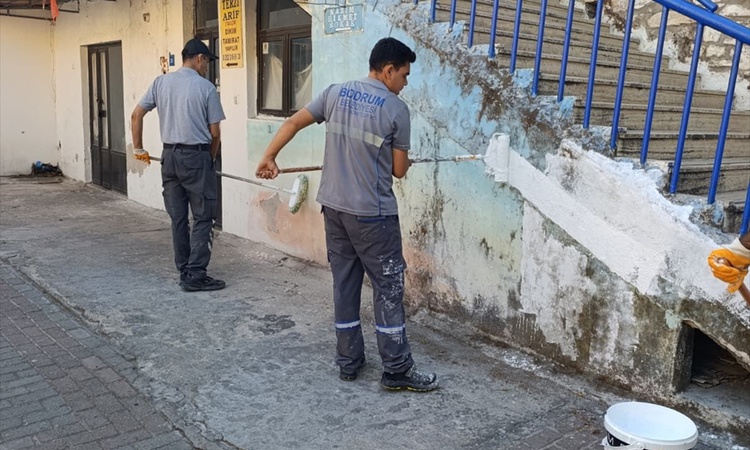 Ayrıntılar Netleşti: Bodrum Belediyesi, mavi-beyaz renkleri korumak için cadde ve sokakları boyuyor: Gelişmele