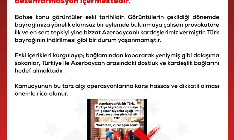 Ayrıntılar Netleşti: DMM, Azerbaycan'da Türk bayrağı iddialarının dezenformasyon içerdiğini tüm detaylarıyla p