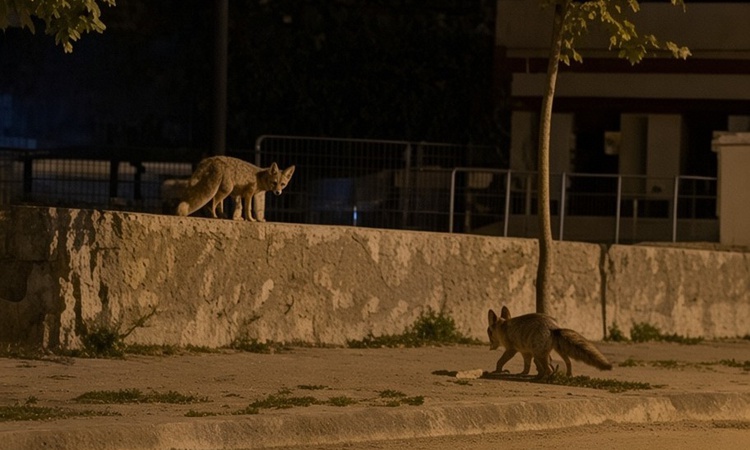 Ayrıntılar Netleşti: Erzincan'da iki tilki 13 Şubat Şehir Stadyumu çevresinde yiyecek ararken görüntülendi: Ge
