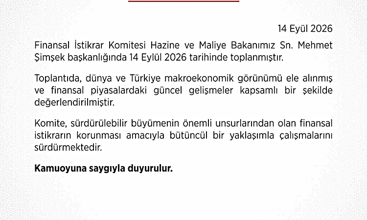 Ayrıntılar Netleşti: Finansal İstikrar Komitesi toplantısı gerçekleştirildi