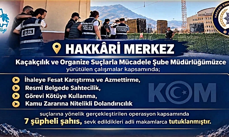 Ayrıntılar Netleşti: Hakkari’de ihale soruşturması: 7 kişi hakkında tutuklama kararı verildi: Gelişmeler Takip