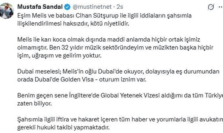 Ayrıntılar Netleşti: Mustafa Sandal, eşi hakkındaki 11 milyar TL'lik fon iddialarına yanıt verdi: Gelişmeler T