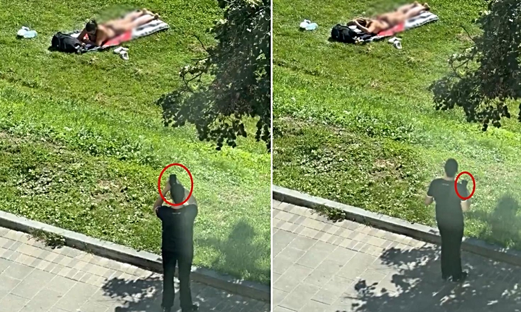Ayrıntılar Netleşti: Parkta skandal görüntü! Güneşlenen kadını gizlice fotoğrafladı