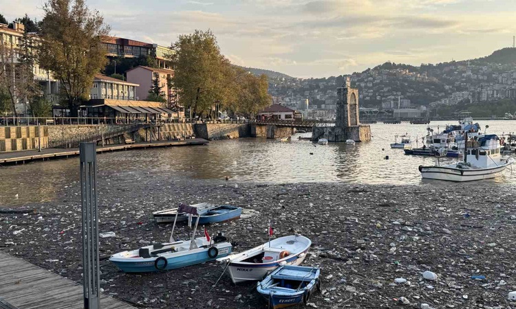 Ayrıntılar Netleşti: Zonguldak'ta sağanak sonrası derelerden sürüklenen çöpler limanda birikti