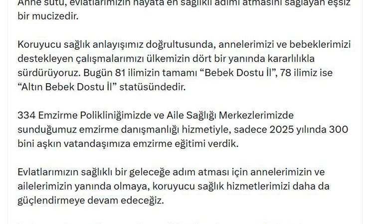 Ayrıntılar Netleşti: Bakan Memişoğlu: 2025'te 300 bini aşkın vatandaşımıza emzirme eğitimi verdik - Haberleri: