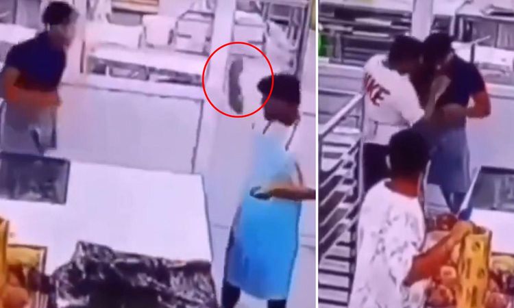 Horrific moments caught on camera! Thrown knife kills friend.