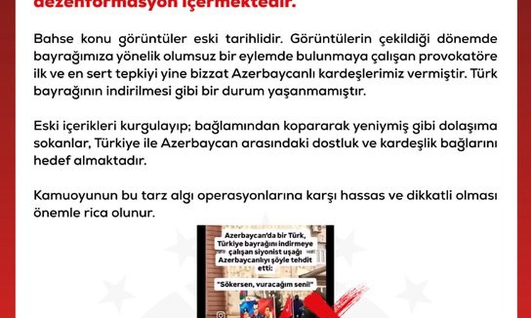 DMM, Azerbaycan'da Türk bayrağının indirilmeye çalışıldığı iddialarını yalanladı ve Merak Edilenler