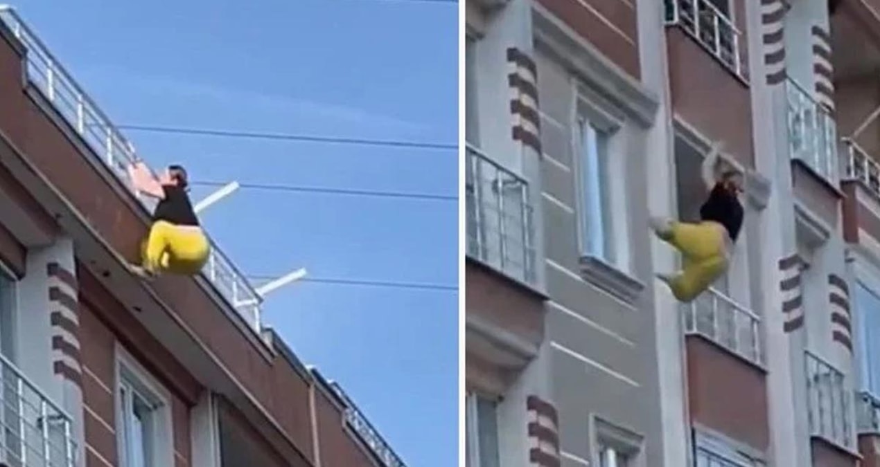 Genç kadının 4. kattan atladığı anlar saniye saniye görüntülendi - Son Dakika: Gelişmeler Takip Ediliyor