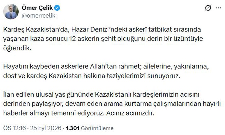 Gündemden Son Bilgiler: AK Parti'li Çelik'ten, Kazakistan'a taziye mesajı - Son Dakika Bilgileri