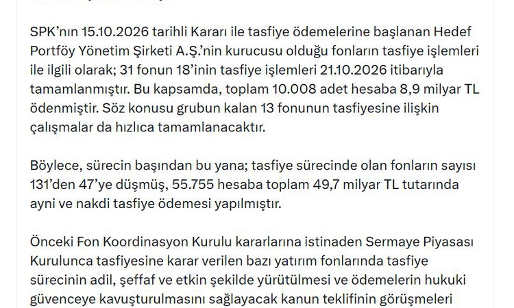 Gündemden Son Bilgiler: Fon Kurulu toplantısında 55 bin 755 hesaba 49,7 milyar TL tasfiye ödemesi yapıldı | İş