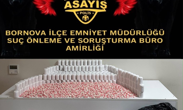 İzmir Bornova'da 43 bin 730 sentetik ecza ele geçirildi, 1 şüpheli yakalanarak gözaltına sevk edildi
