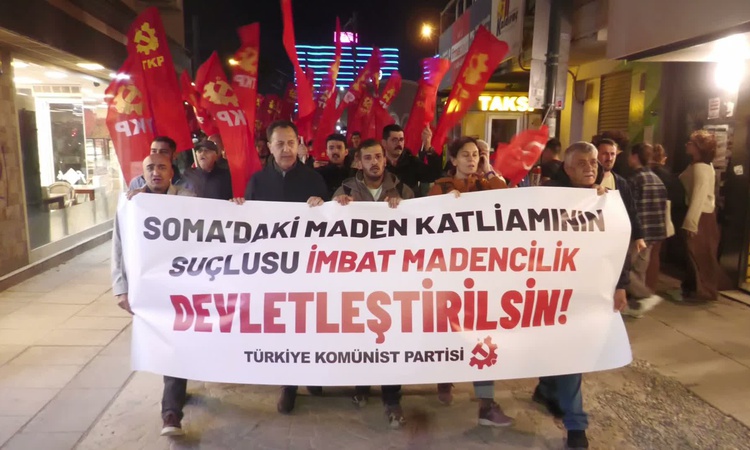 İzmir'de TKP'den Soma'da yaşamını yitiren işçiler için basın açıklaması: İşçi sınıfı, İmbat Madencilik'ten hes