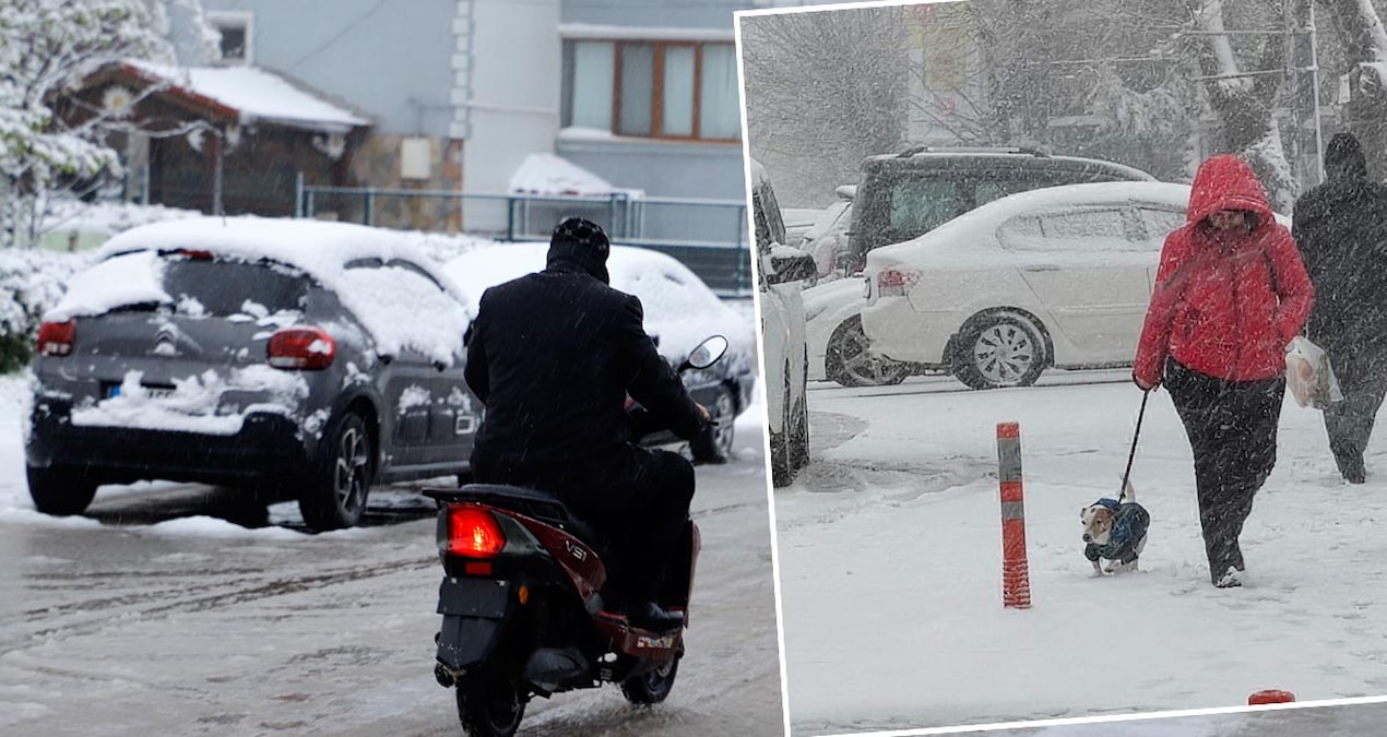 Son Gelişme: Kar İstanbul'un yanı başına kadar sokuldu! Okullar tatil edildi, kuryelerin trafiğe çıkması yasak