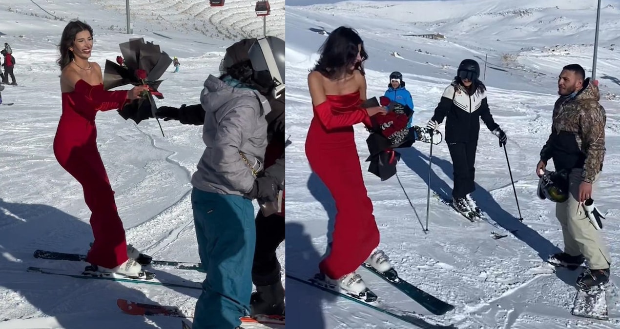 Ayrıntılar Netleşti: Kayak merkezinde kırmızı elbiseli kadını gören şaşırdı, yaptığı ise herkesi mest etti - H