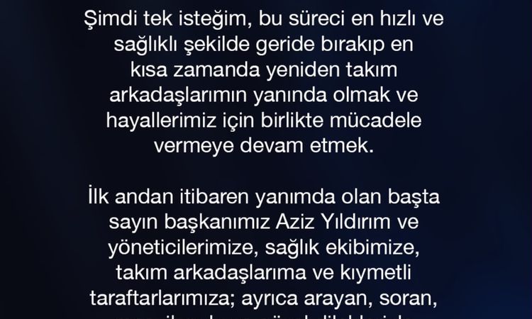Kerem Aktürkoğlu'ndan sağlık açıklaması: Olumsuz bulgu yok: Gelişmeler Takip Ediliyor