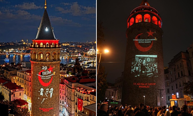 Kritik Açıklama: Cumhuriyet'in 103 yıllık ışığı Galata Kulesi'ni aydınlattı - Son Dakika Bilgileri