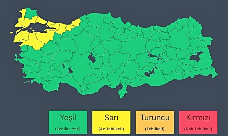 Kritik Açıklama: İçişleri Bakanlığı yarın Marmara, Düzce ve Zonguldak'ı kuvvetli yağışa karşı uyardı