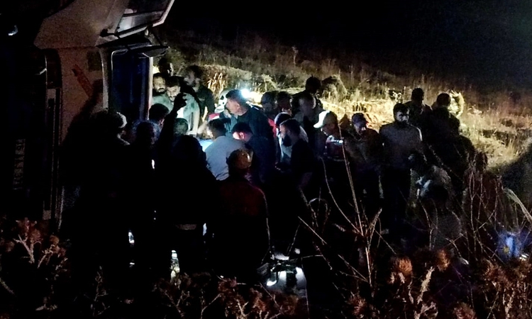 Kritik Açıklama: Kars'ta saman balyası yüklü kamyonet devrildi, 4 kişi yaralandı