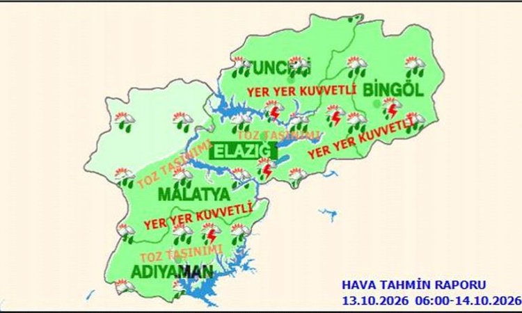 Kritik Açıklama: Meteoroloji Elazığ'da kuvvetli yağış ve toz taşınımına karşı uyardı - Son Dakika Bilgileri