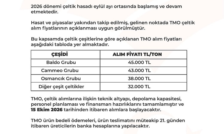 Kritik Açıklama: TMO çeltik alım fiyatlarını tüm detaylarıyla paylaştı, baldo tonu 45 bin liradan alınacak