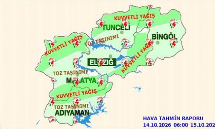 Meteoroloji 13. Bölge, Elazığ için kuvvetli yağış ve toz taşınımı uyarısı yaptı | İşte Tüm Ayrıntılar