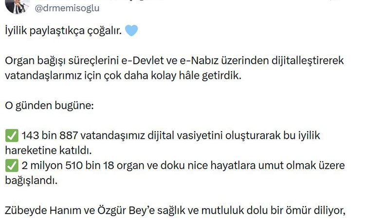 Ayrıntılar Netleşti: Organ bağışında 143 bin 887 kişi dijital vasiyet oluşturdu - Son Dakika Haberleri | İşte