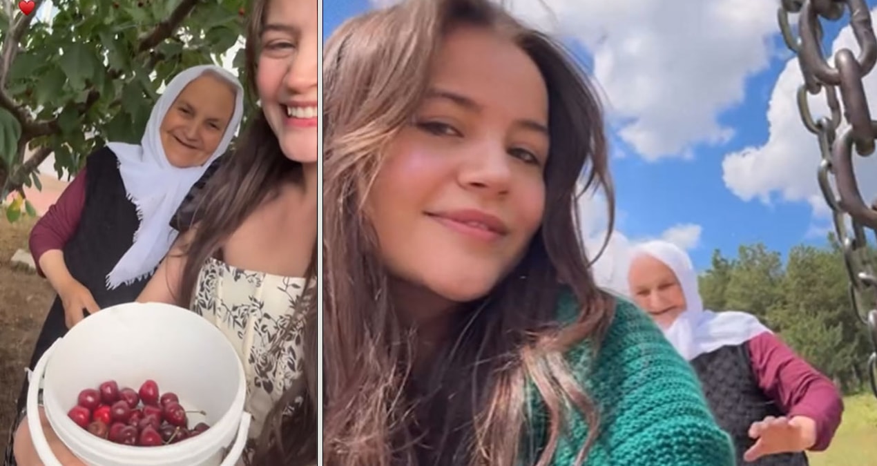 A short break from city life: Actor Yağmur Yüksel went to the garden with her grandmother and picked cherries - Last Minute