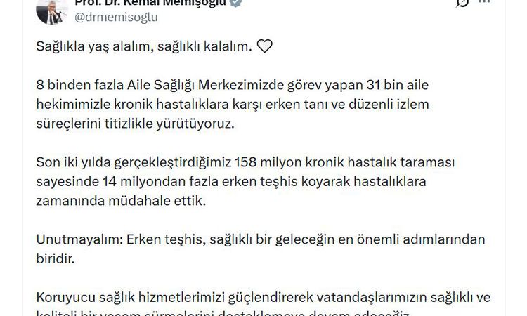 Sıcak Gündem: Bakan Memişoğlu: Son 2 yılda 14 milyondan fazla erken teşhisle hastalıklara zamanında müdahale e
