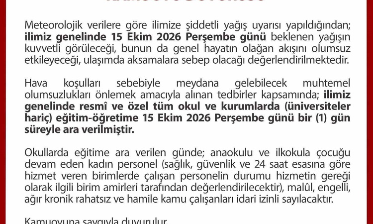 Sıcak Gündem: Düzce'de kuvvetli yağış nedeniyle eğitime bir gün ara verildi, üniversiteler hariç | İşte Tüm Ay