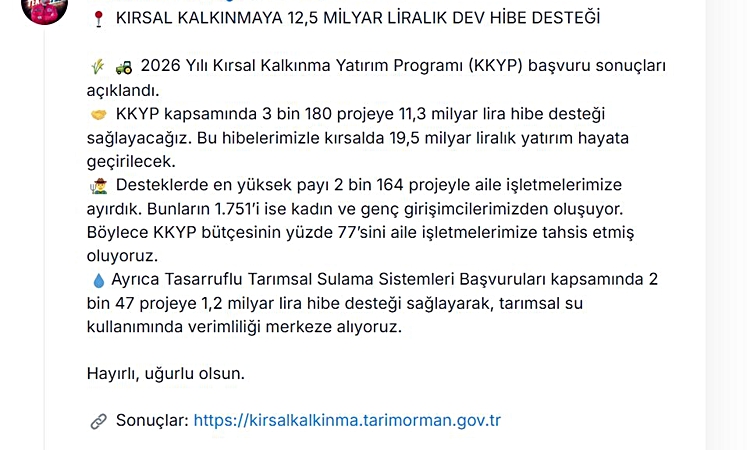 Sıcak Gündem: Kırsal kalkınmaya 12,5 milyar liralık hibe desteği ve Merak Edilenler