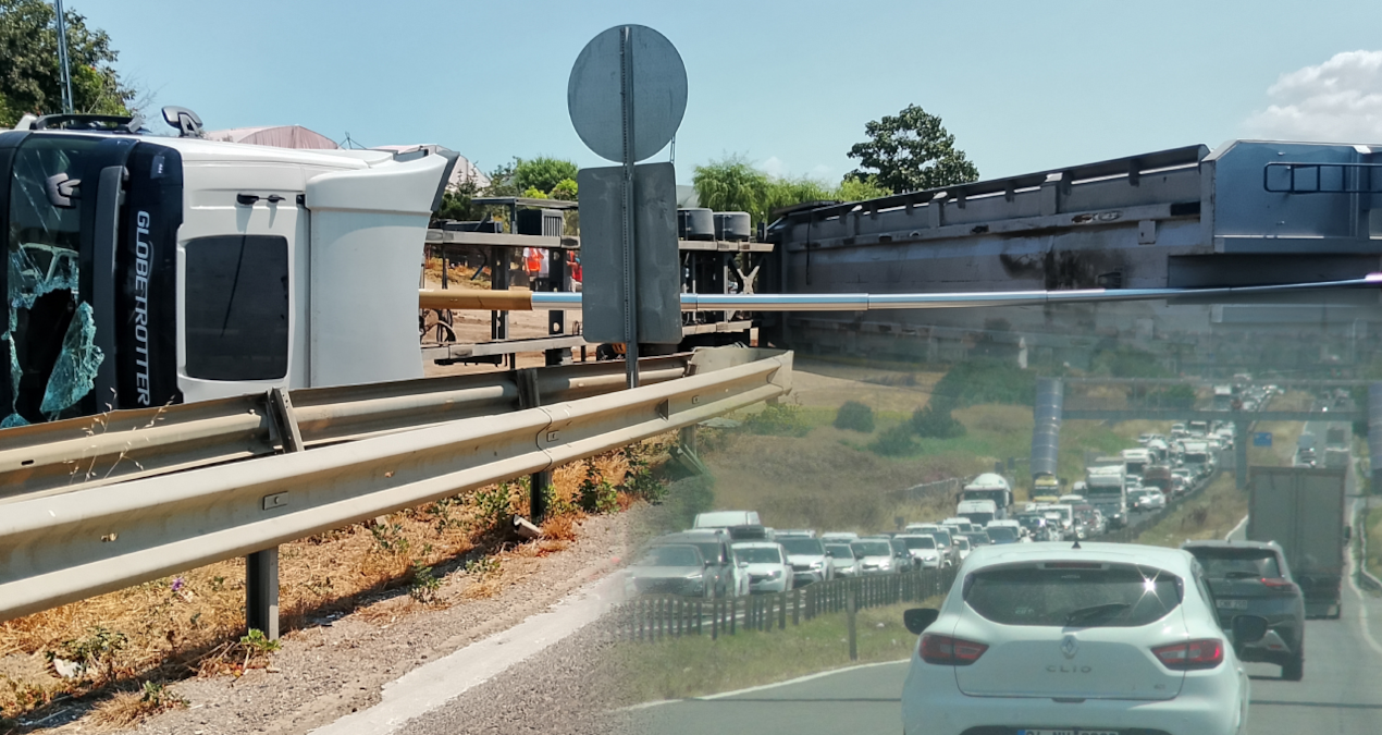 An excavation truck overturned in Silivri; Long vehicle queues formed - Last Minute