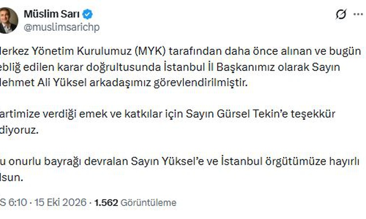 Son Gelişme: CHP Sözcüsü Sarı, Mehmet Ali Yüksel'in CHP İstanbul İl Başkanı olduğunu tüm detaylarıyla paylaştı