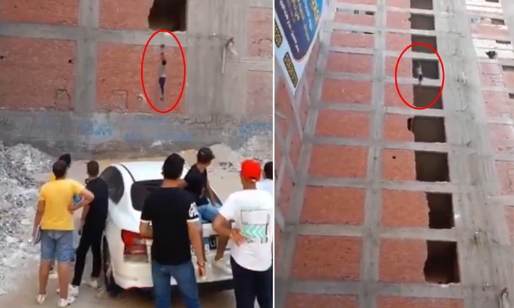 Son Gelişme: İnşaatta akılalmaz yöntem! İşçileri halatla taşıdılar: Gelişmeler Takip Ediliyor