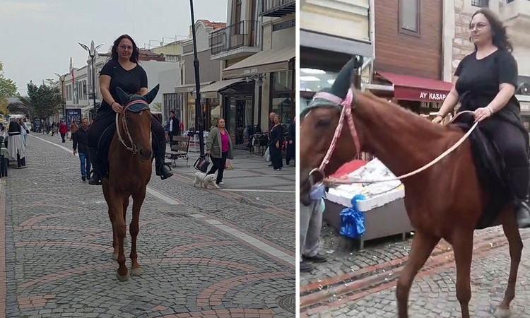Son Gelişme: İpsala'dan aldığı atla Edirne merkezde gezen kadın vatandaşları hayrete düşürdü: Gelişmeler Takip