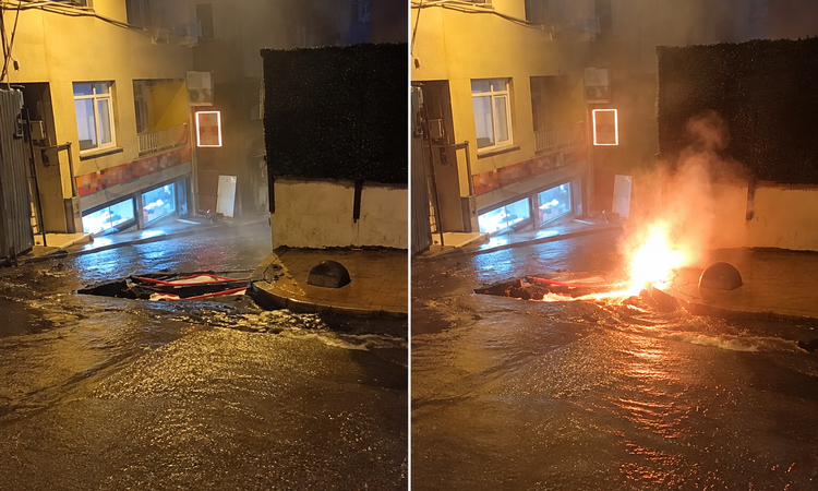 Son Gelişme: İstanbul'da korku dolu anlar! Sel suları arasında elektrik kabloları alev aldı: Gelişmeler Takip