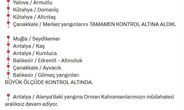 Son Gelişme: Yalova, Kütahya ve Çanakkale alevlerları tamamen dizginlendi - Haberleri | İşte Tüm Ayrıntılar